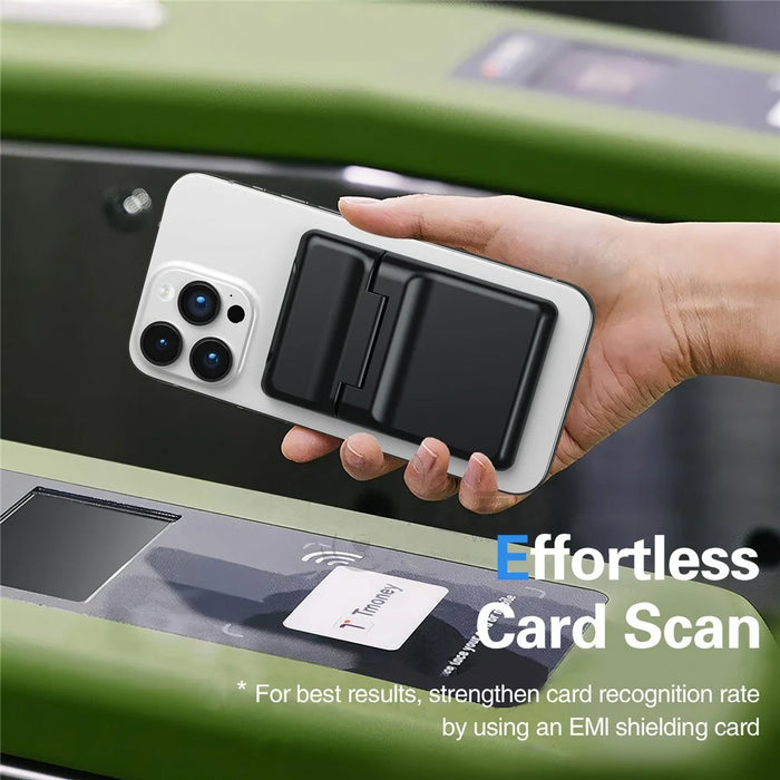 AHASTYLE WG151 Magnetic Wallet Card Holder Silicone Case Phone Stand - Black - 2