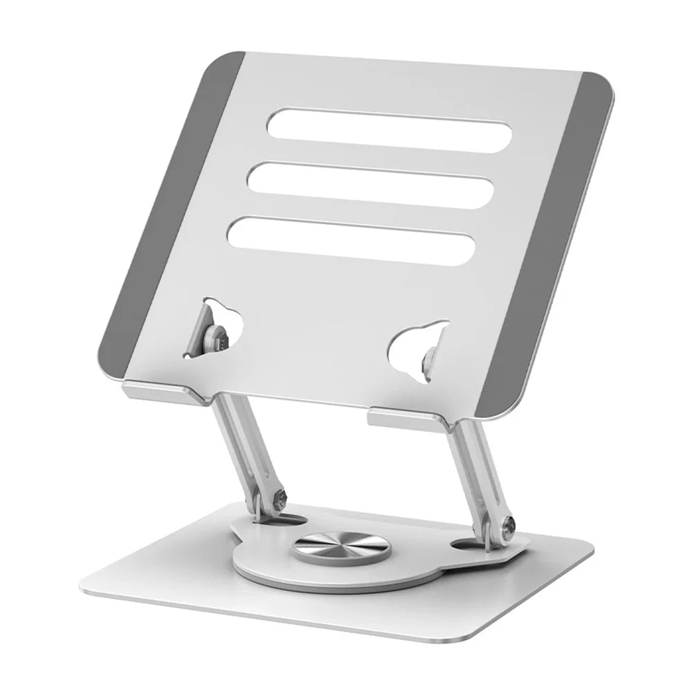 J61 12-17.3 inch Tablets Laptop Stand Height Adjustable Rotating Foldable Carbon Steel Notebook Desktop Holder Riser - Silver - 1