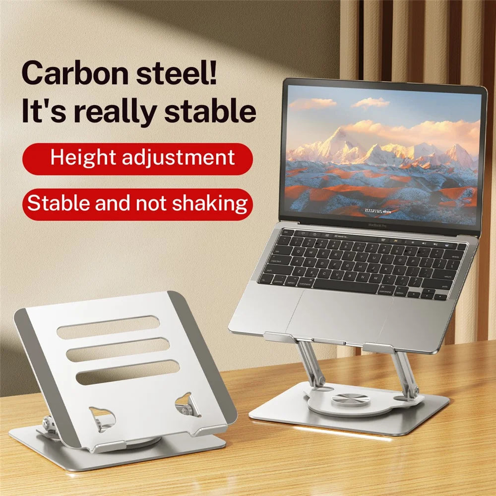 J61 12-17.3 inch Tablets Laptop Stand Height Adjustable Rotating Foldable Carbon Steel Notebook Desktop Holder Riser - Silver - 3