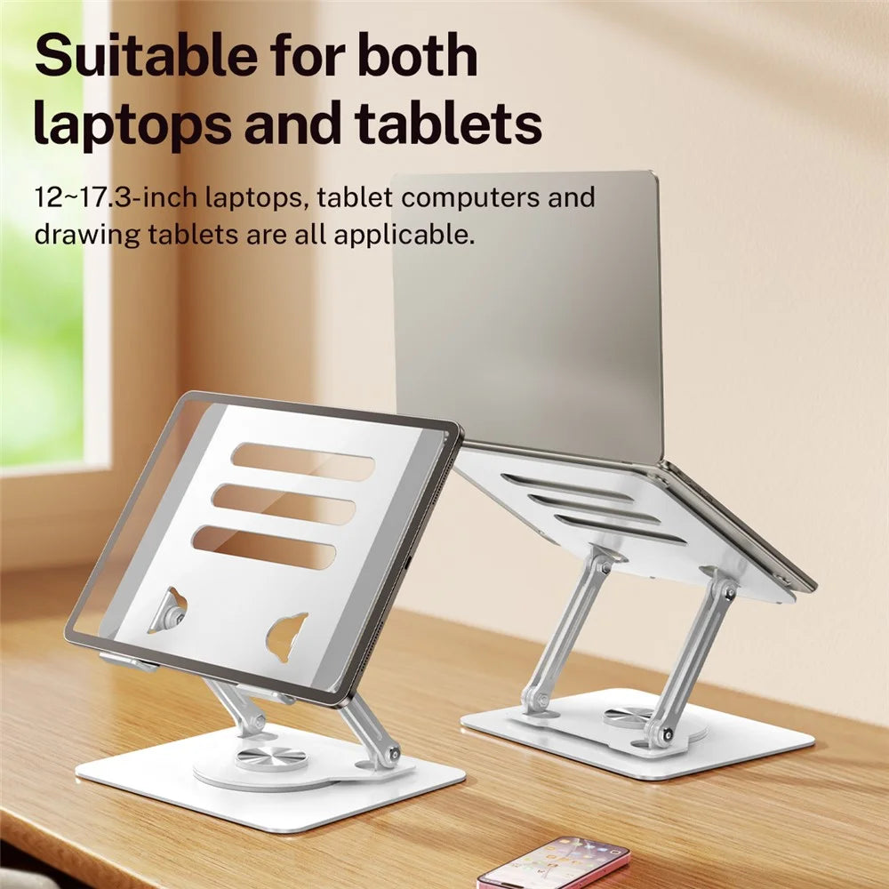 J61 12-17.3 inch Tablets Laptop Stand Height Adjustable Rotating Foldable Carbon Steel Notebook Desktop Holder Riser - Silver - 4