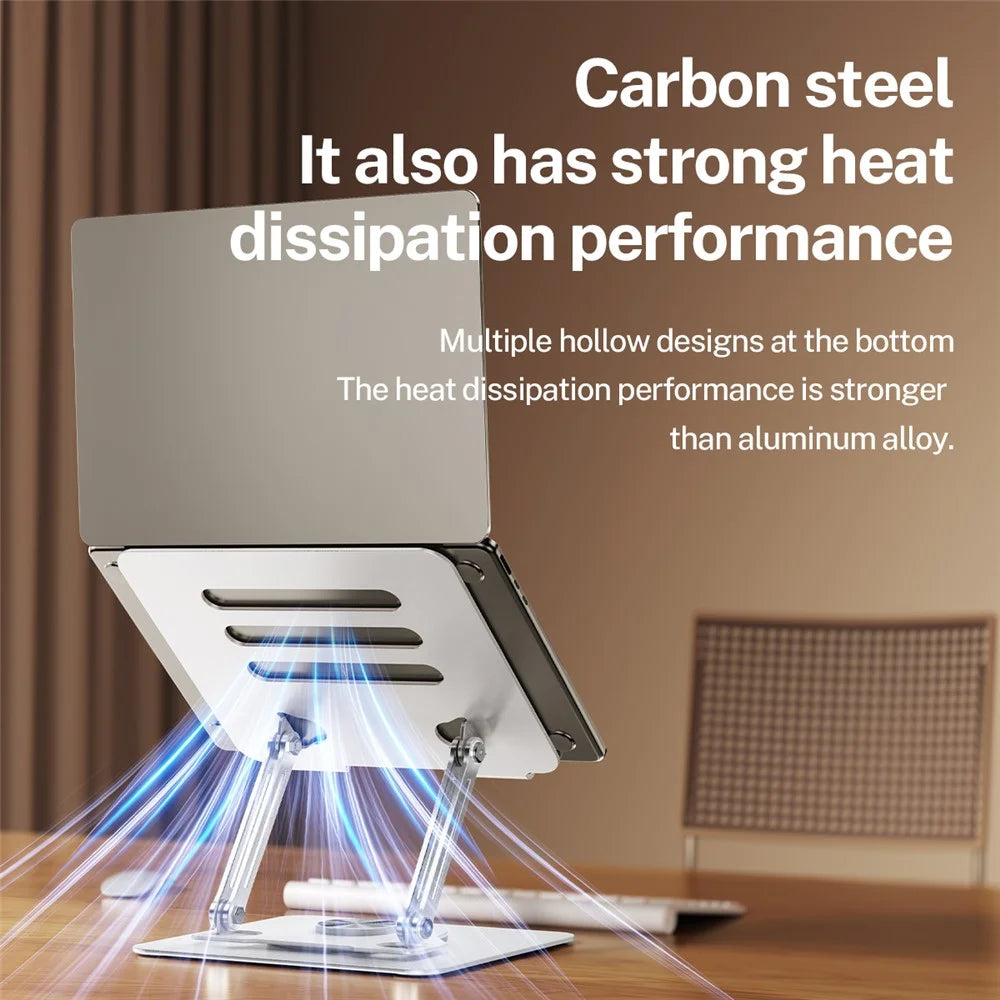 J61 12-17.3 inch Tablets Laptop Stand Height Adjustable Rotating Foldable Carbon Steel Notebook Desktop Holder Riser - Silver - 6