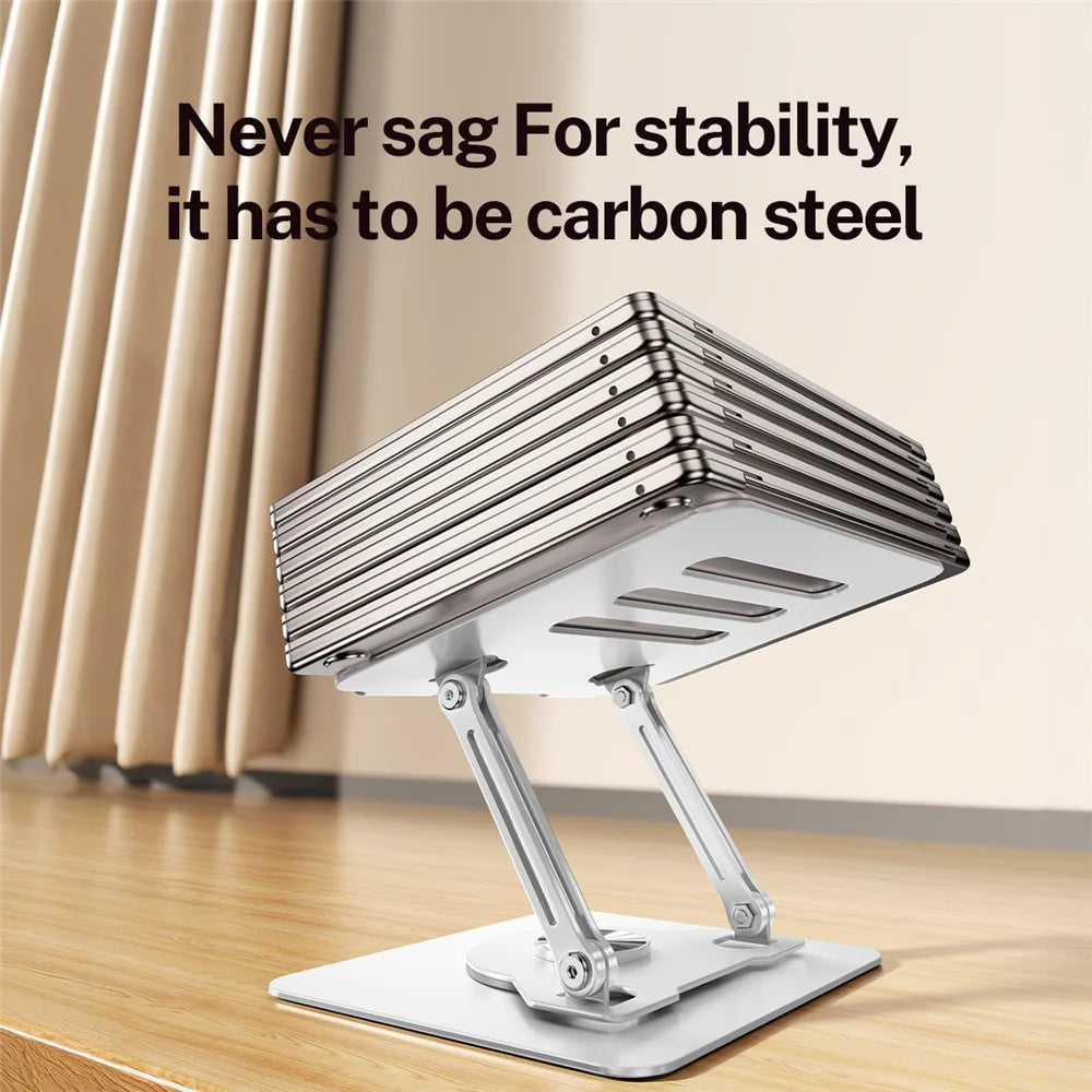 J61 12-17.3 inch Tablets Laptop Stand Height Adjustable Rotating Foldable Carbon Steel Notebook Desktop Holder Riser - Silver - 7