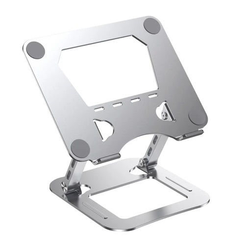 J22 17.3 Inch Laptop Stand Metal Base Heat Dissipation Adjustable Height Nano Steel Notebook Folding Holder Riser - Silver - 1