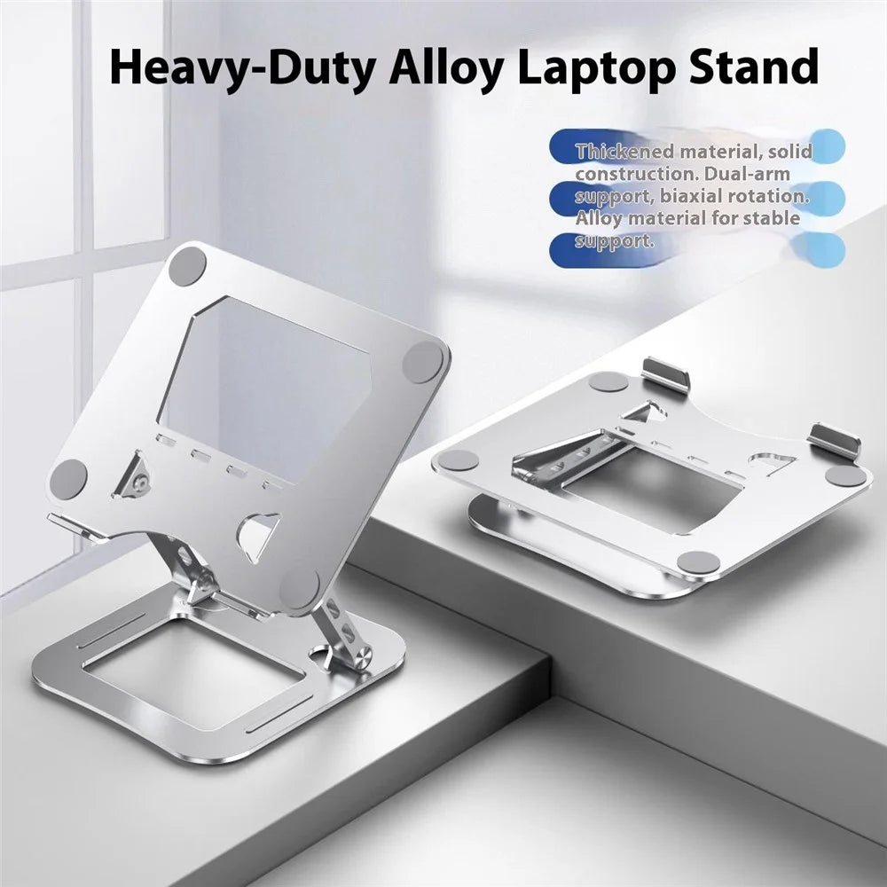 J22 17.3 Inch Laptop Stand Metal Base Heat Dissipation Adjustable Height Nano Steel Notebook Folding Holder Riser - Silver - 3