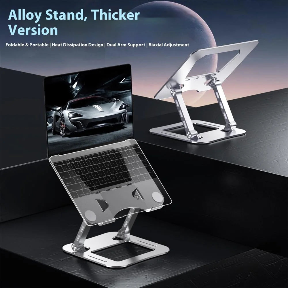 J22 17.3 Inch Laptop Stand Metal Base Heat Dissipation Adjustable Height Nano Steel Notebook Folding Holder Riser - Silver - 4