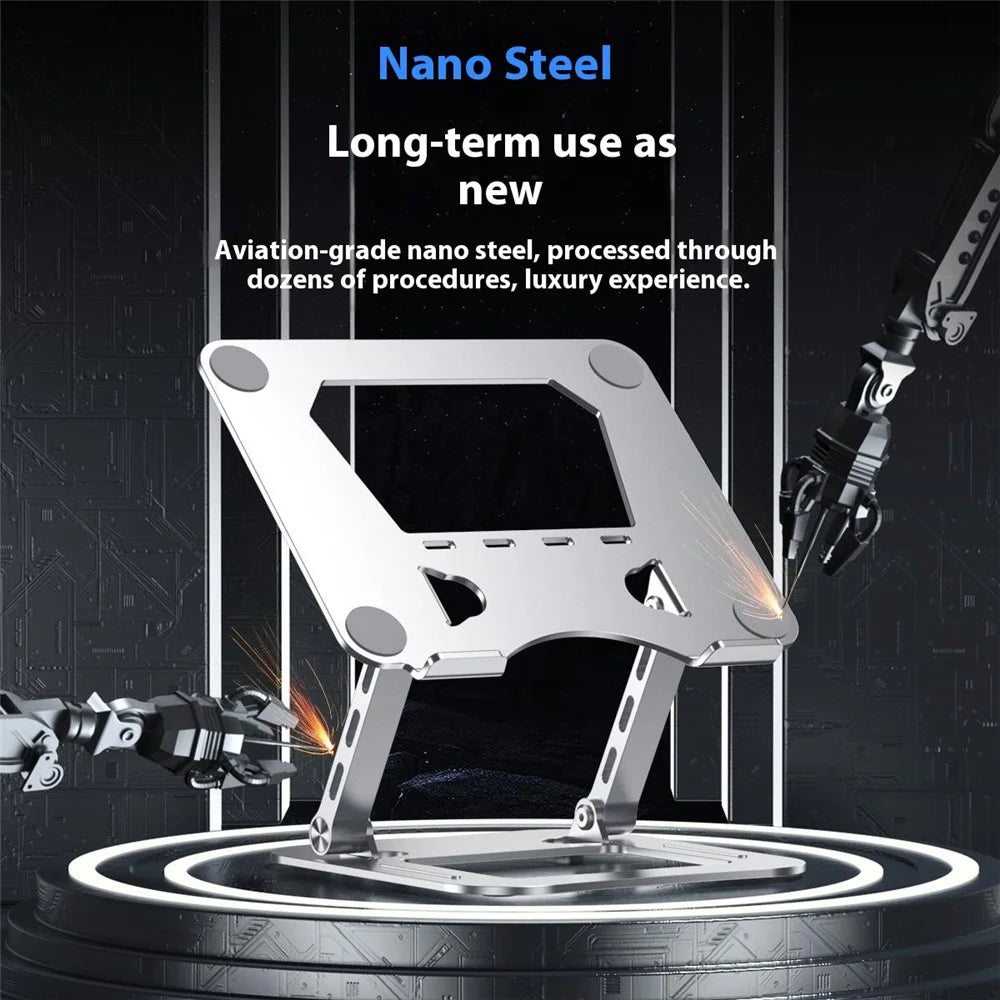 J22 17.3 Inch Laptop Stand Metal Base Heat Dissipation Adjustable Height Nano Steel Notebook Folding Holder Riser - Silver - 7