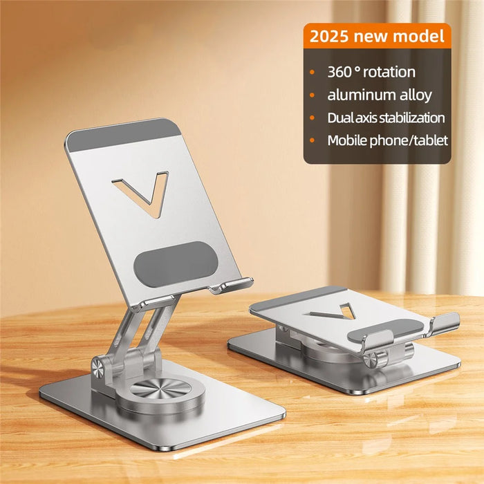 L11 Portable Foldable Desktop Phone Stand Aluminum Alloy Rotating Tablet Holder - Silver - 2