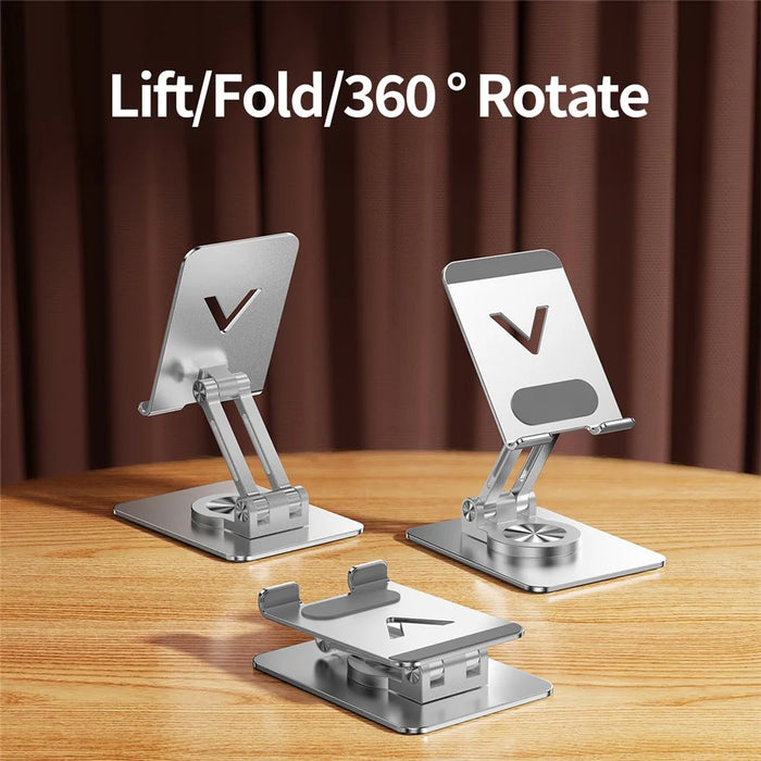 L11 Portable Foldable Desktop Phone Stand Aluminum Alloy Rotating Tablet Holder - Silver - 3