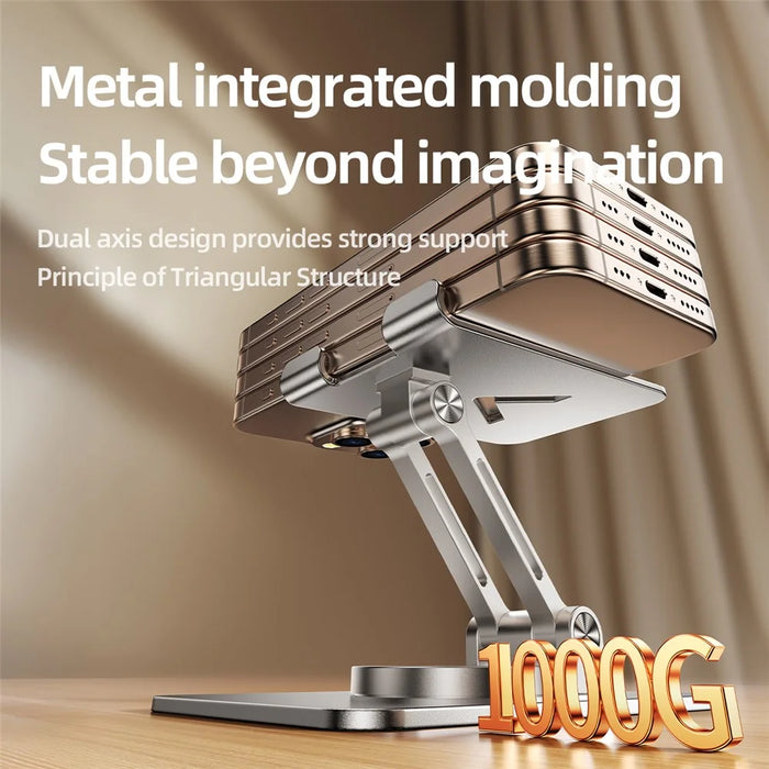 L11 Portable Foldable Desktop Phone Stand Aluminum Alloy Rotating Tablet Holder - Silver - 4