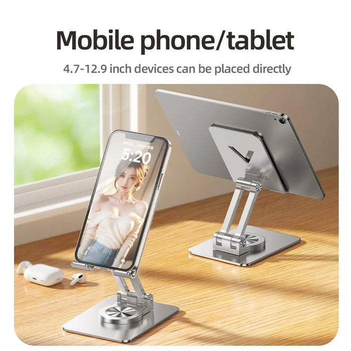 L11 Portable Foldable Desktop Phone Stand Aluminum Alloy Rotating Tablet Holder - Silver - 5