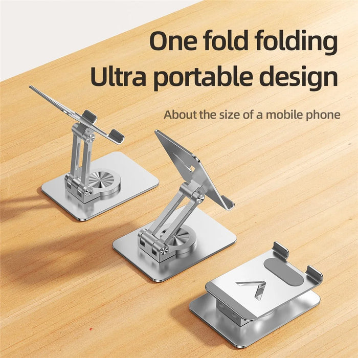 L11 Portable Foldable Desktop Phone Stand Aluminum Alloy Rotating Tablet Holder - Silver - 6