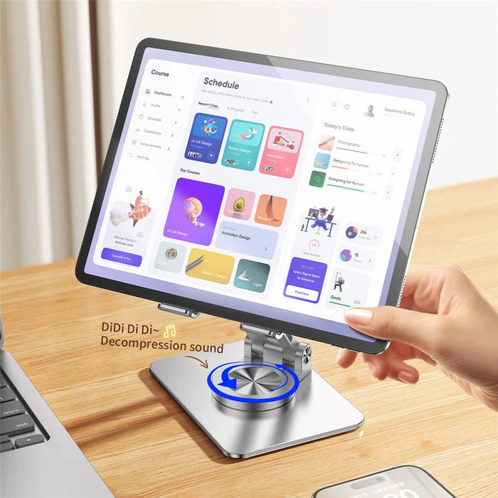 L11 Portable Foldable Desktop Phone Stand Aluminum Alloy Rotating Tablet Holder - Silver - 7