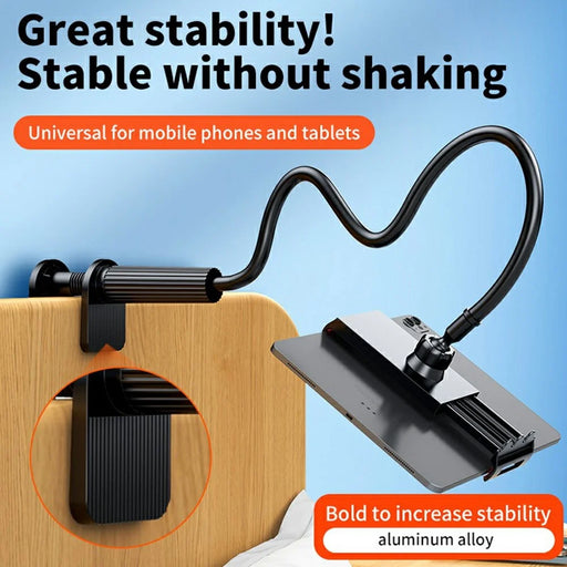 Flexible Adjustable Angle Lazy Phone Tablet Clip-on Desk Tablet Holder - Black - 2