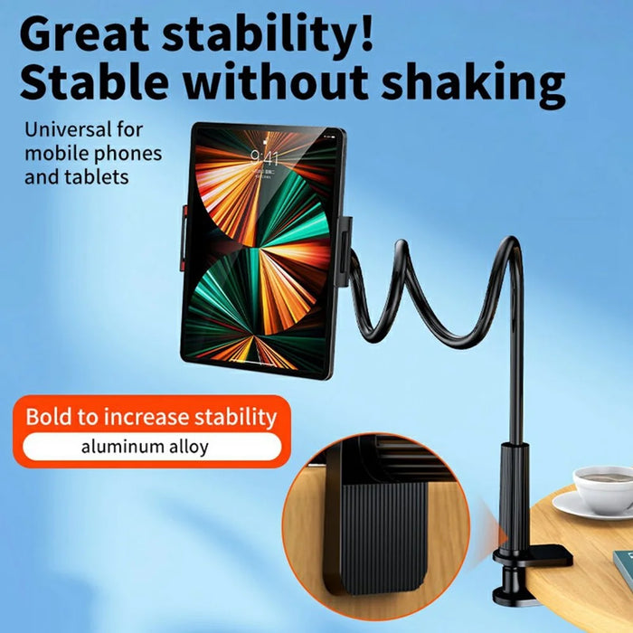 Flexible Adjustable Angle Lazy Phone Tablet Clip-on Desk Tablet Holder - Black - 7