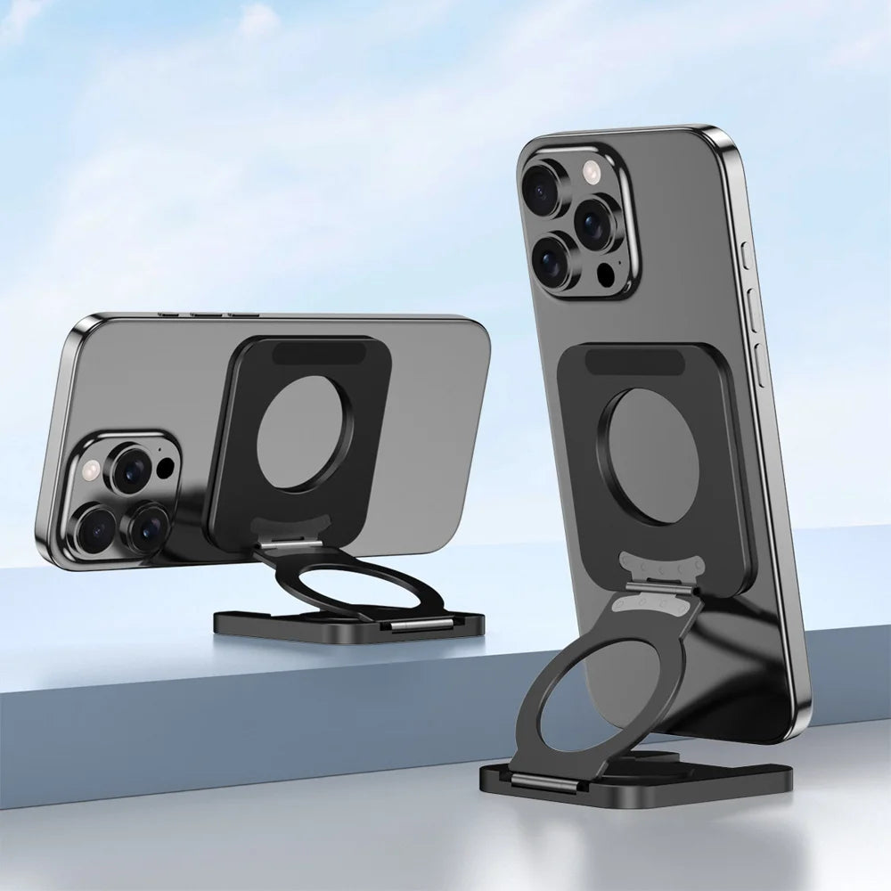 ZF006 Double-Sided Magnetic Phone Stand Foldable Portable Multi-Angle Adjustable Stand - Black - 2