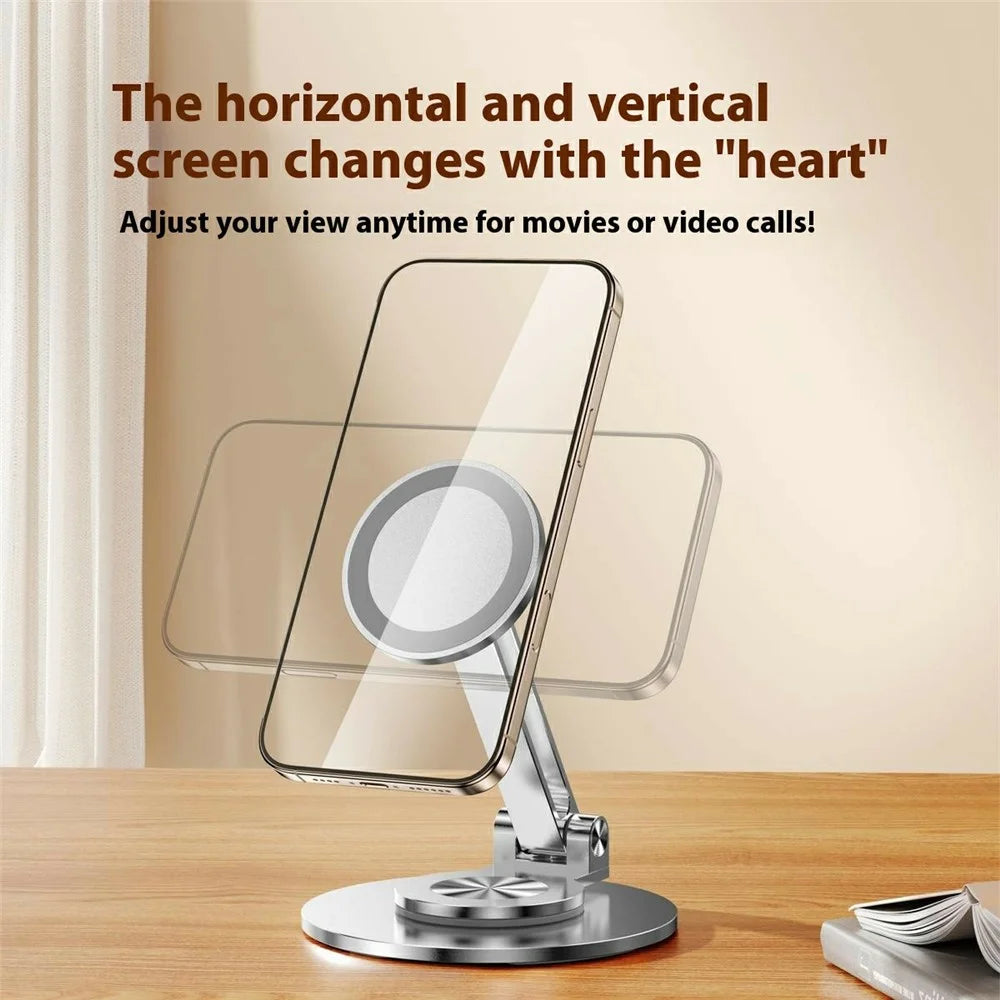 CX-1 Foldable Magnetic Phone Stand 360 Degree Rotatable Desktop Holder Compatible with MagSafe - Silver - 4