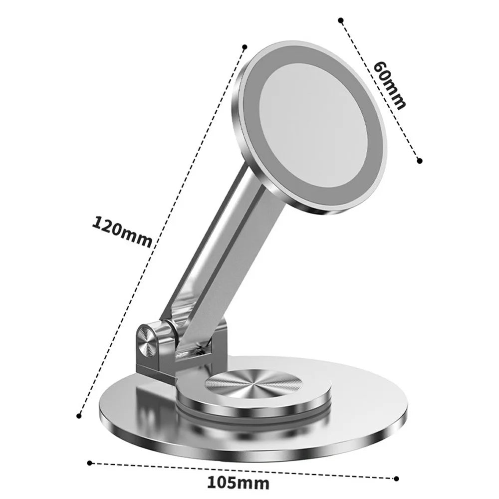 CX-1 Foldable Magnetic Phone Stand 360 Degree Rotatable Desktop Holder Compatible with MagSafe - Silver - 6
