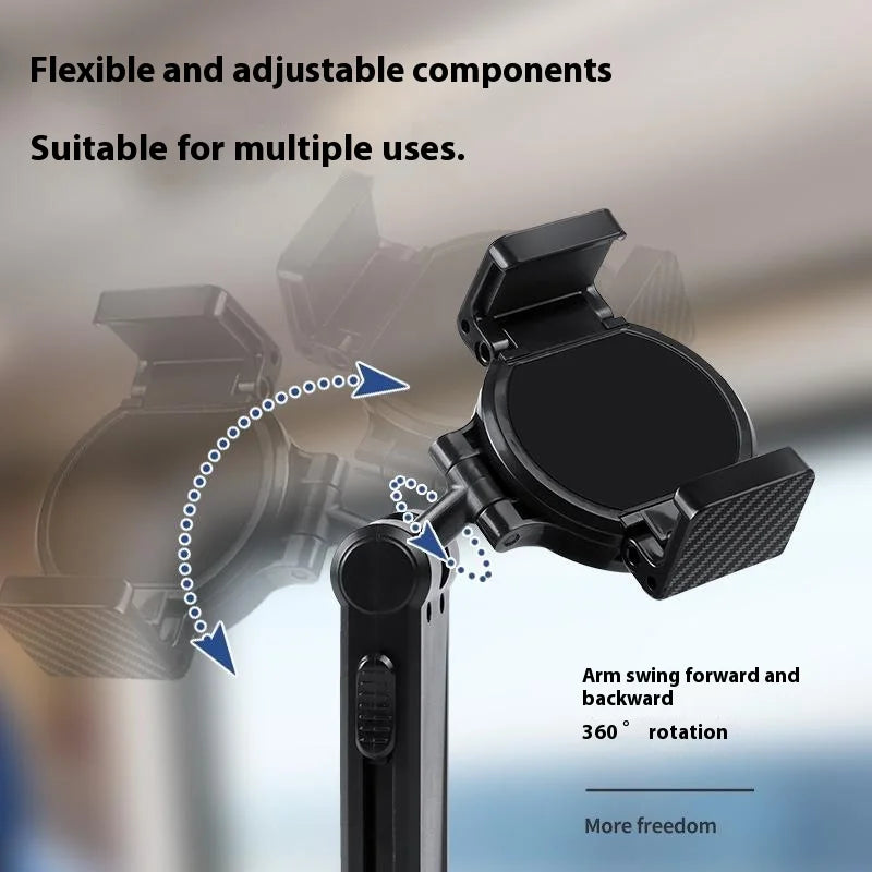 Foldable Phone Stand Portable Holder For Airplane / Train Tray Table Travel Use - L1 Clamp Arm with Mirror - 4