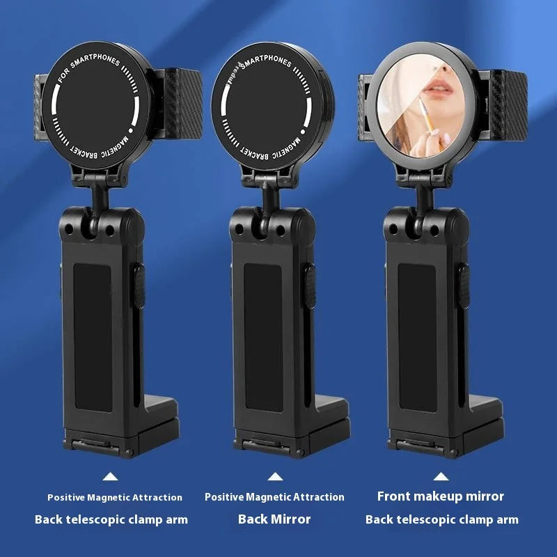 Foldable Phone Stand Portable Holder For Airplane / Train Tray Table Travel Use - L1 Clamp Arm with Mirror - 5