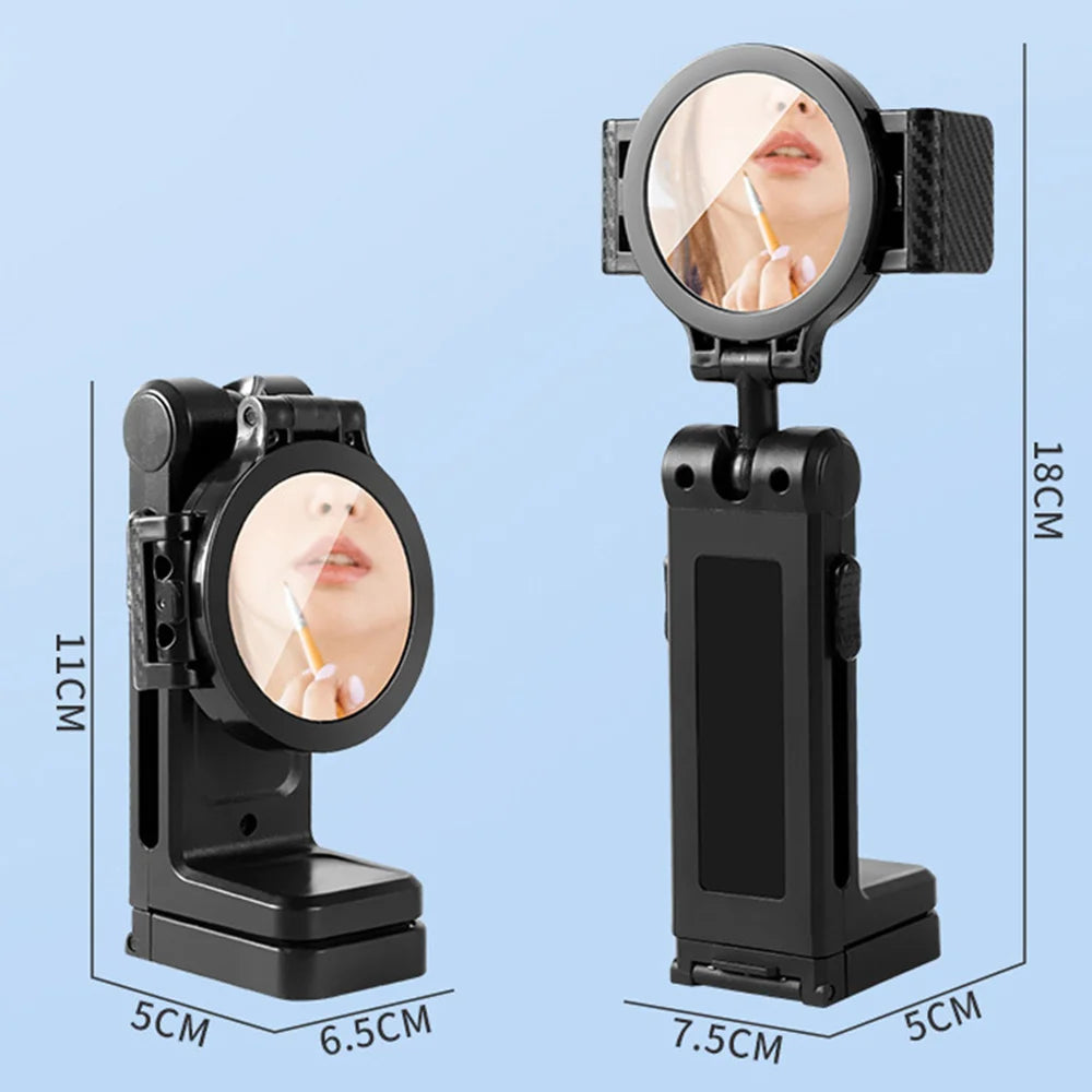 Foldable Phone Stand Portable Holder For Airplane / Train Tray Table Travel Use - L1 Clamp Arm with Mirror - 6