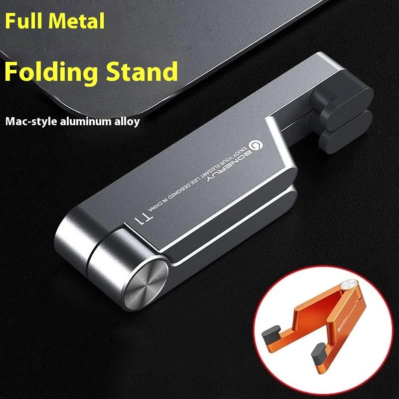 Folding Phone Stand Portable Aluminum Alloy Desktop Mobile Holder for 4 - 7 inch Smartphones/Tablets - Silver - 3