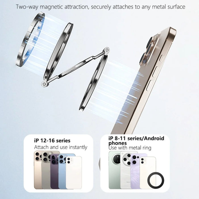 YESIDO C229 Double Sided Magnetic Phone Stand 360 Degree Rotation Foldable Ring Bracket - 3