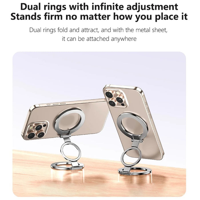 YESIDO C229 Double Sided Magnetic Phone Stand 360 Degree Rotation Foldable Ring Bracket - 4