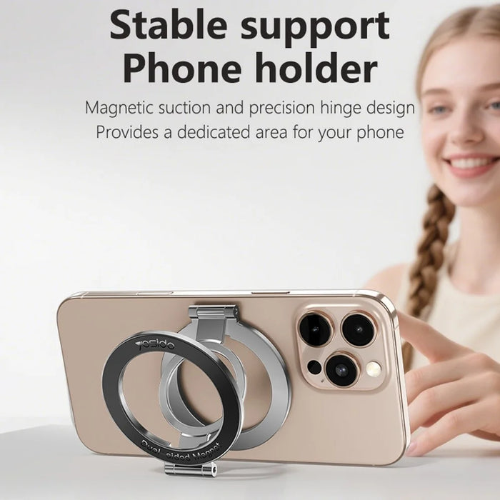 YESIDO C229 Double Sided Magnetic Phone Stand 360 Degree Rotation Foldable Ring Bracket - 7