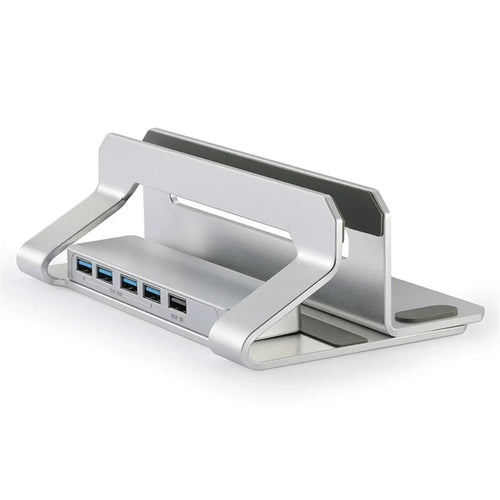 D051-3 Vertical Laptop Stand USB Hub Space Saving Notebook Holder Desktop Bracket with 4 USB Ports - 1