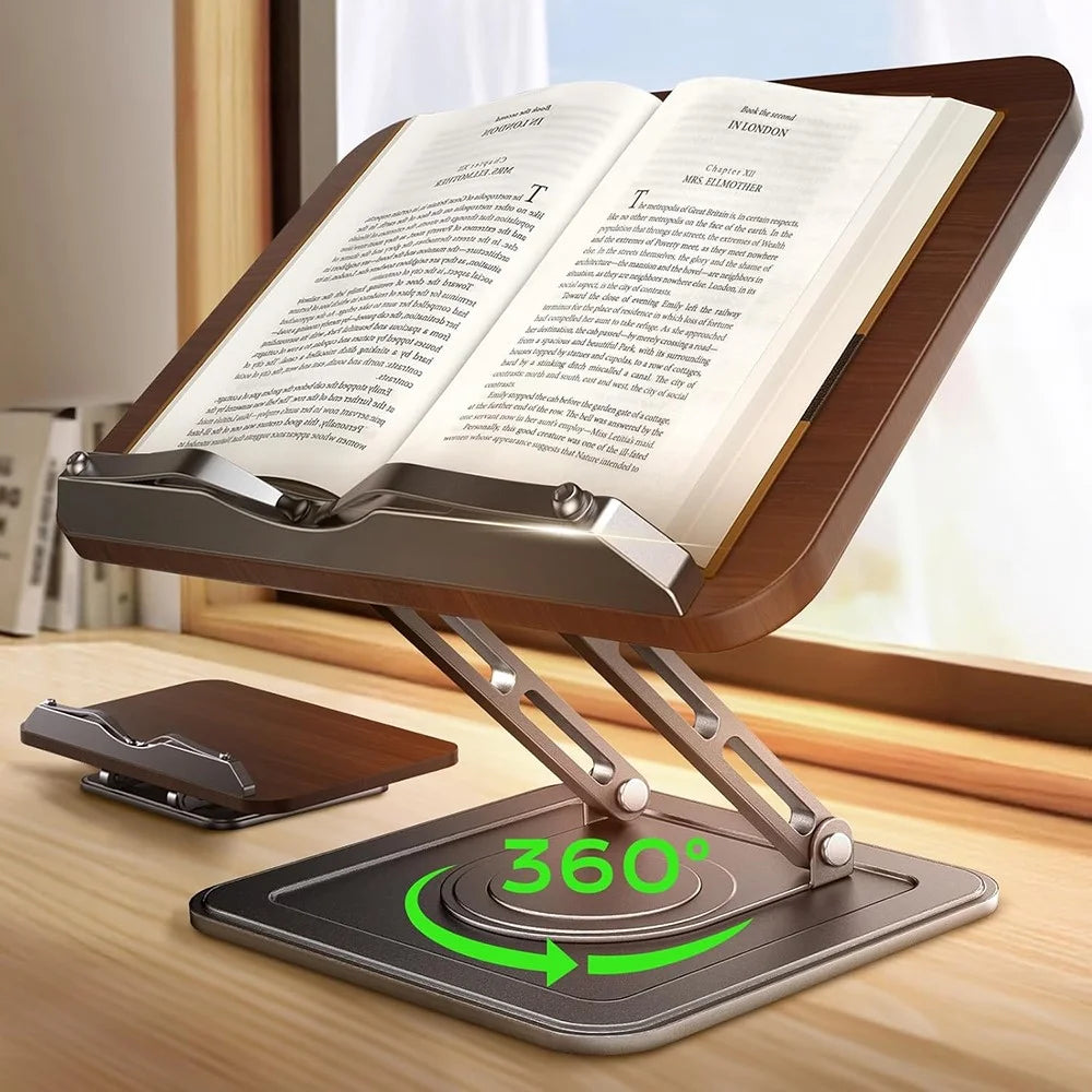 RS-01 Multifunctional Rotating Reading Stand for Children Wooden Panel Laptop Support Desktop Book Holder - 2