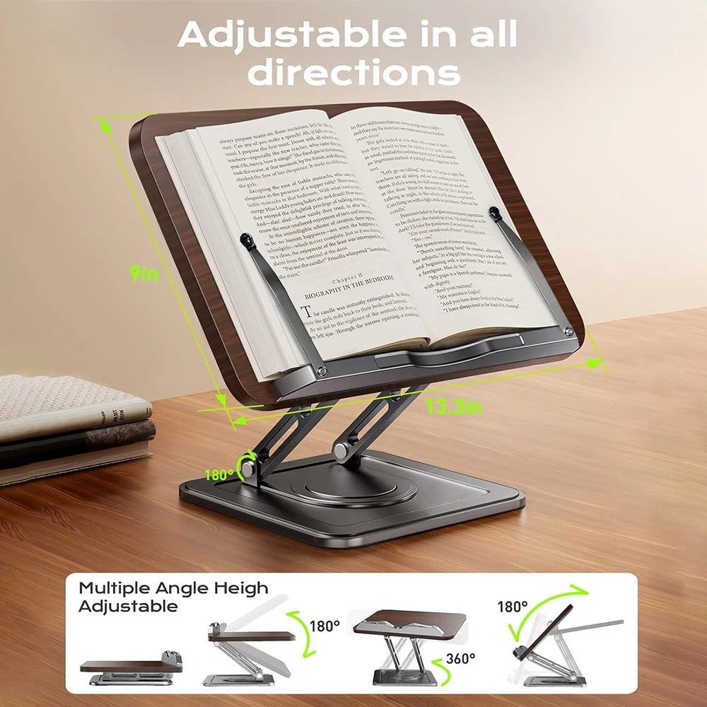 RS-01 Multifunctional Rotating Reading Stand for Children Wooden Panel Laptop Support Desktop Book Holder - 3