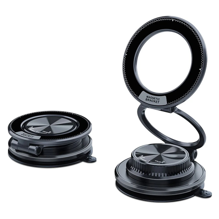 M11 Foldable Car Dashboard Phone Holder Magnetic Mount Suction Cup Stand for Navigation - Black - 1
