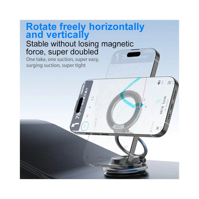 M11 Foldable Car Dashboard Phone Holder Magnetic Mount Suction Cup Stand for Navigation - Black - 3