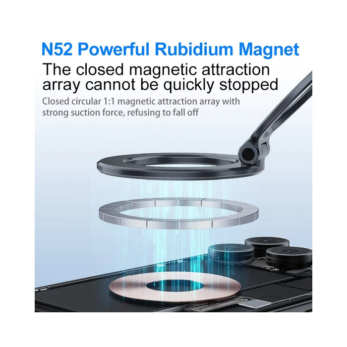 M11 Foldable Car Dashboard Phone Holder Magnetic Mount Suction Cup Stand for Navigation - Black - 4