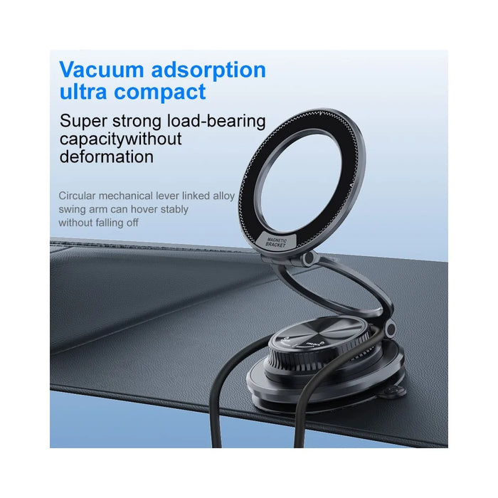 M11 Foldable Car Dashboard Phone Holder Magnetic Mount Suction Cup Stand for Navigation - Black - 5