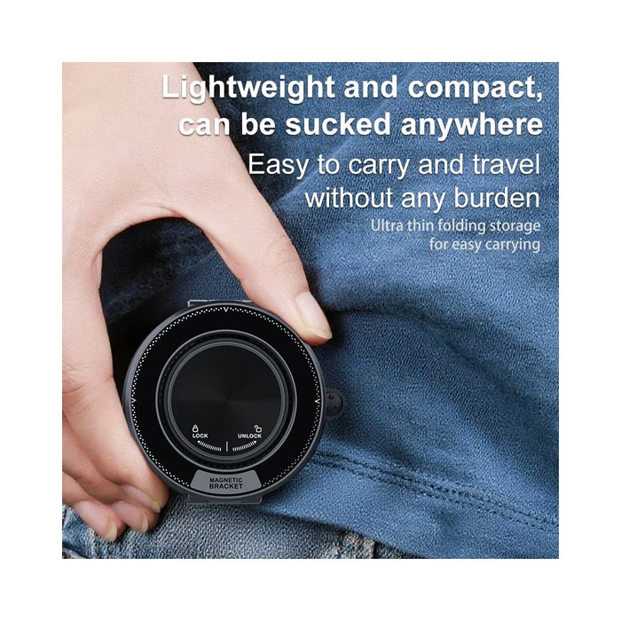 M11 Foldable Car Dashboard Phone Holder Magnetic Mount Suction Cup Stand for Navigation - Black - 6