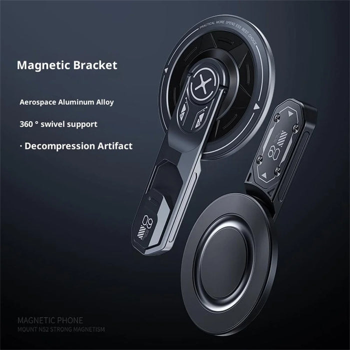 T9 Magnetic Phone Stand 360 Degree Rotation Folding Desktop Holder Double Sided Adhesive Ring Grip - Grey - 2