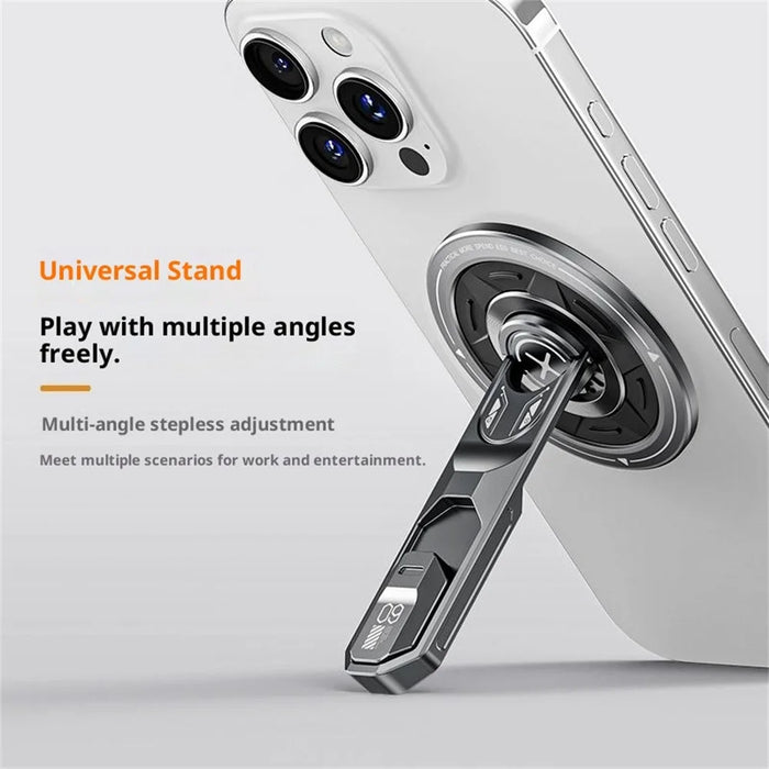 T9 Magnetic Phone Stand 360 Degree Rotation Folding Desktop Holder Double Sided Adhesive Ring Grip - Grey - 3