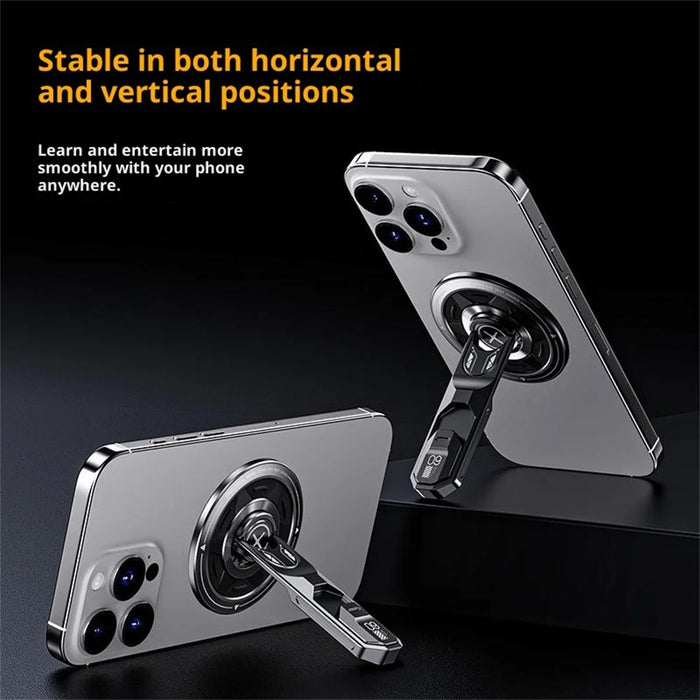 T9 Magnetic Phone Stand 360 Degree Rotation Folding Desktop Holder Double Sided Adhesive Ring Grip - Grey - 7