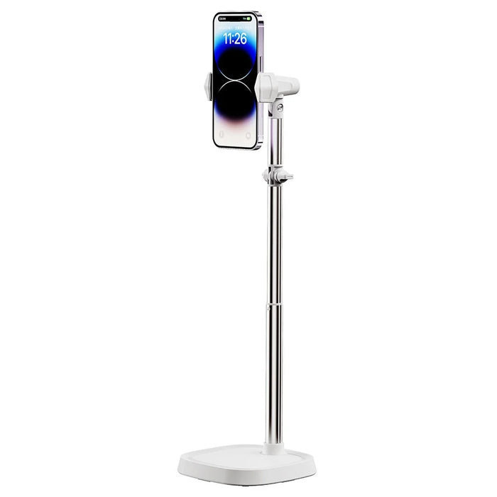 T10 Adjustable Desk Phone Stand Metal Folding Cellphone Holder for Live Streaming - White - 1