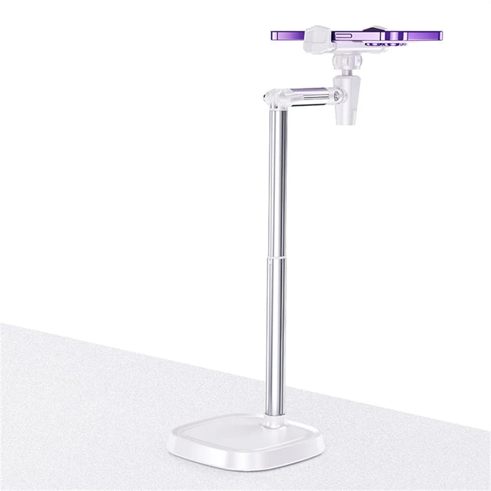 T10 Adjustable Desk Phone Stand Metal Folding Cellphone Holder for Live Streaming - White - 2