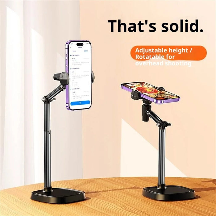 T10 Adjustable Desk Phone Stand Metal Folding Cellphone Holder for Live Streaming - White - 3