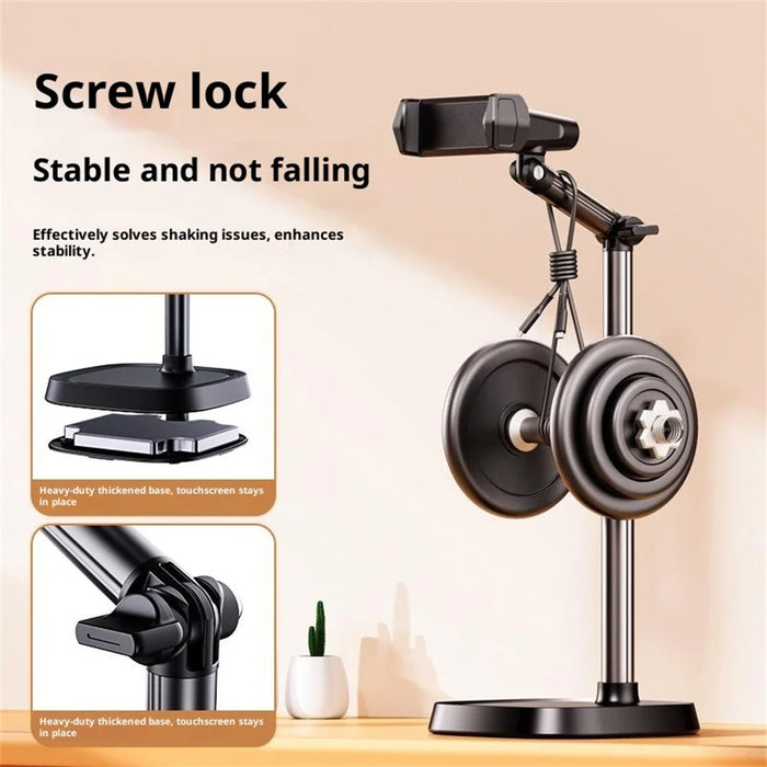 T10 Adjustable Desk Phone Stand Metal Folding Cellphone Holder for Live Streaming - White - 6