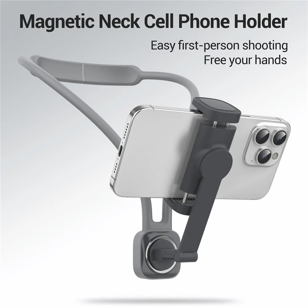 K08-7H Magnetic Neck Phone Holder Adjustable Neck Support Hand Free POV Phone Neck Mount Portable - Grey - 3