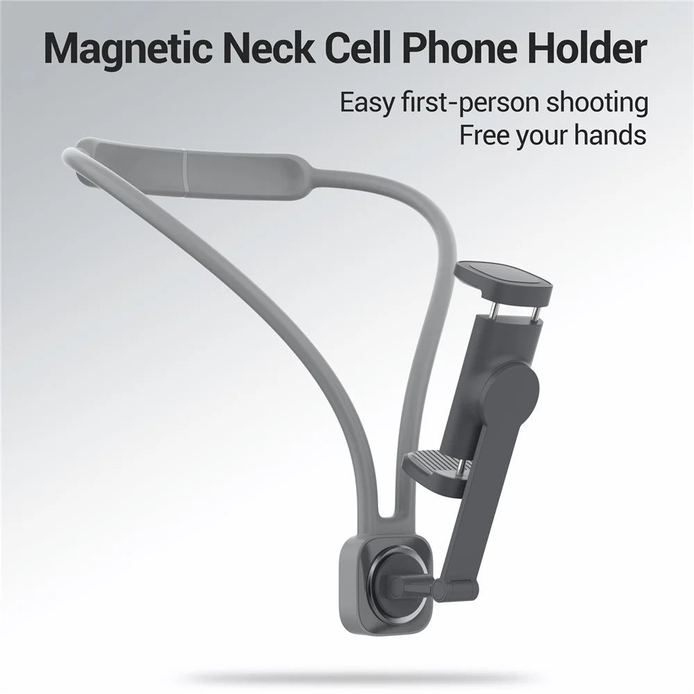 K08-7H Magnetic Neck Phone Holder Adjustable Neck Support Hand Free POV Phone Neck Mount Portable - Grey - 4