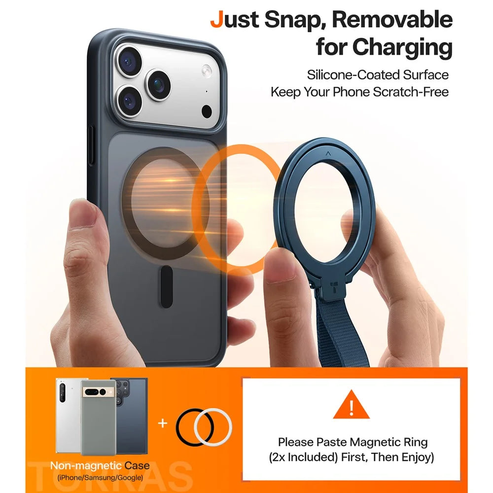 TORRAS Ostand Ring Phone Grip Holder 360° Rotation Kickstand with Metal Ring - Blue - 5