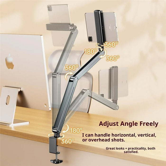P86 Foldable Tablet Holder Aluminum Alloy 360 Degree Rotation Suspension Arm Mount Tablet Stand for Bed / Desk - 4