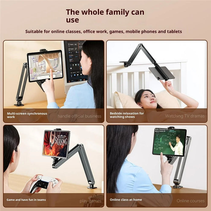 P86 Foldable Tablet Holder Aluminum Alloy 360 Degree Rotation Suspension Arm Mount Tablet Stand for Bed / Desk - 5
