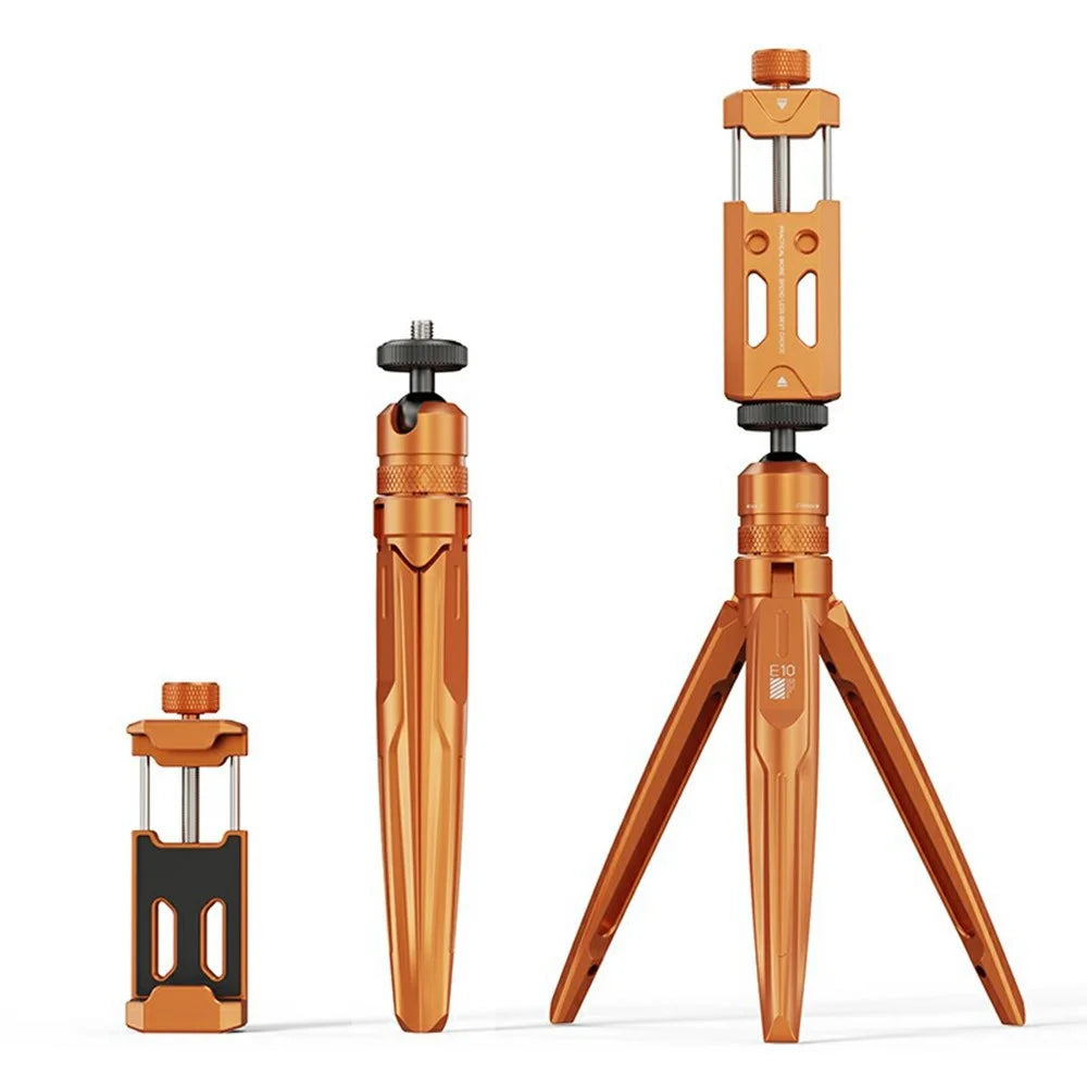 E10 Aluminum Alloy Tripod for Smartphones Action Cameras Desktop Stand Handheld Selfie Stick - Orange - 1