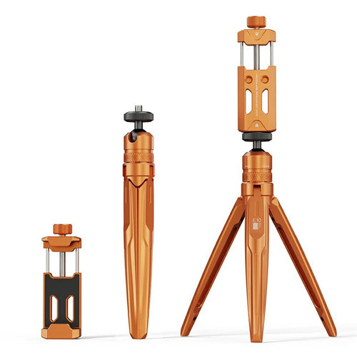 E10 Aluminum Alloy Tripod for Smartphones Action Cameras Desktop Stand Handheld Selfie Stick - Orange - 1